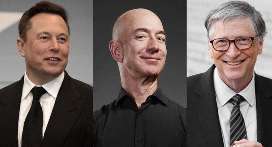 Elon Musk, Jeff Bezos and Bill Gates BW